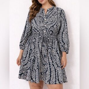 Tommy Hilfiger Black and White Floral Pattern Dress